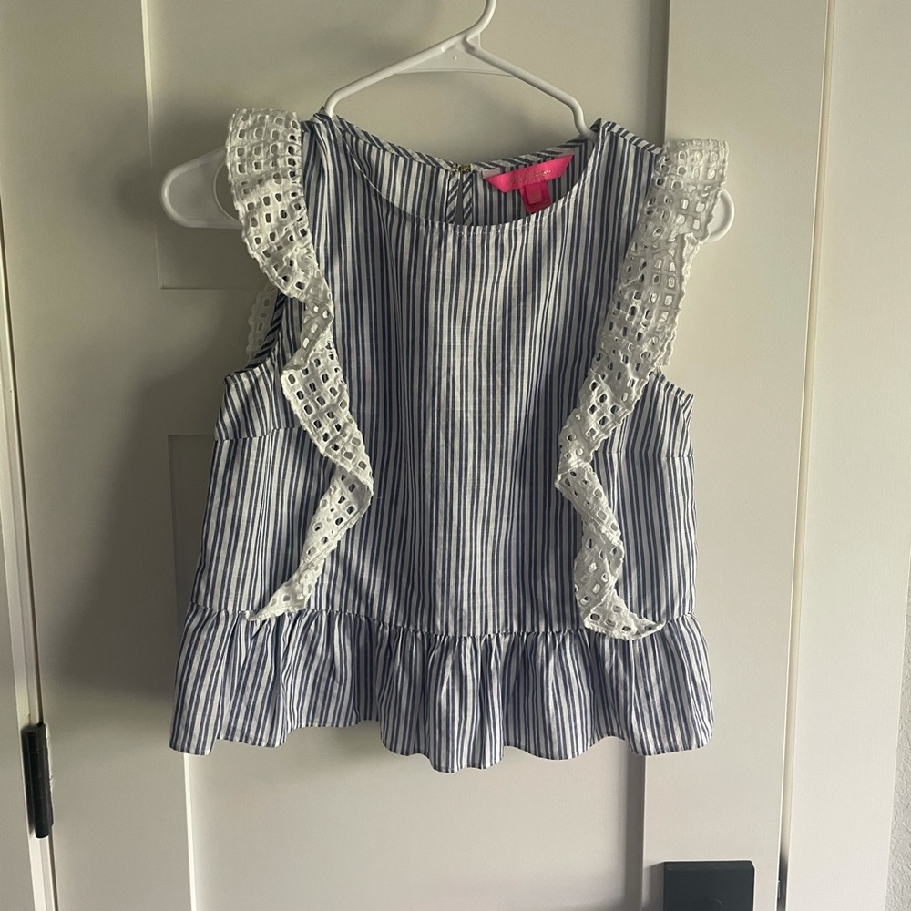Lilly Pulitzer Ellis Top XXS Seersucker Top